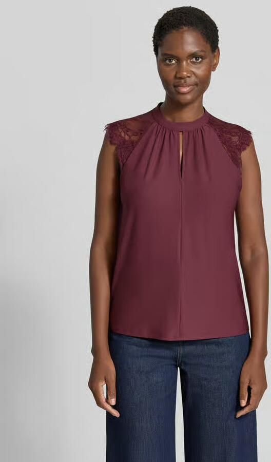 Vero Moda Regular Fit blouse met korte mouwen met semitransparente garnering model 'MILLA' - Foto 6
