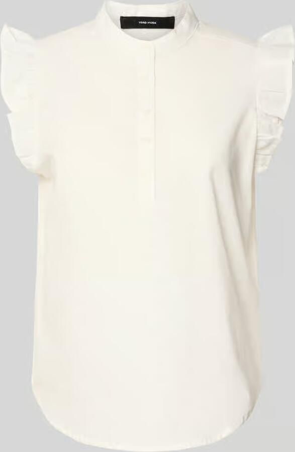 Vero Moda regular fit blouse van mix van katoen en linnen model 'SELMA' - Foto 2