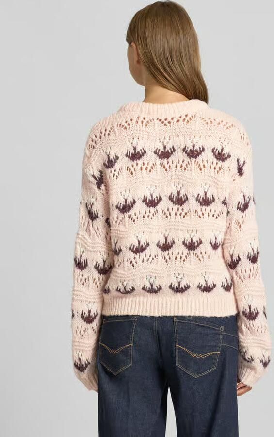 Vero Moda Regular fit gebreide pullover met broderie anglaise model 'IDELLE'