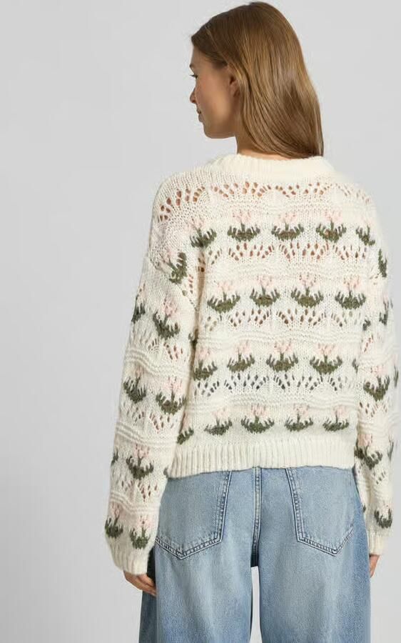 Vero Moda Regular fit gebreide pullover met broderie anglaise model 'IDELLE'