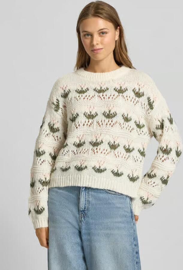 Vero Moda Regular fit gebreide pullover met broderie anglaise model 'IDELLE' - Foto 2
