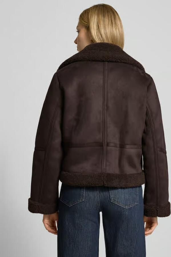 Vero Moda Regular fit jack in leerlook met voering van teddybont model 'HARPER'