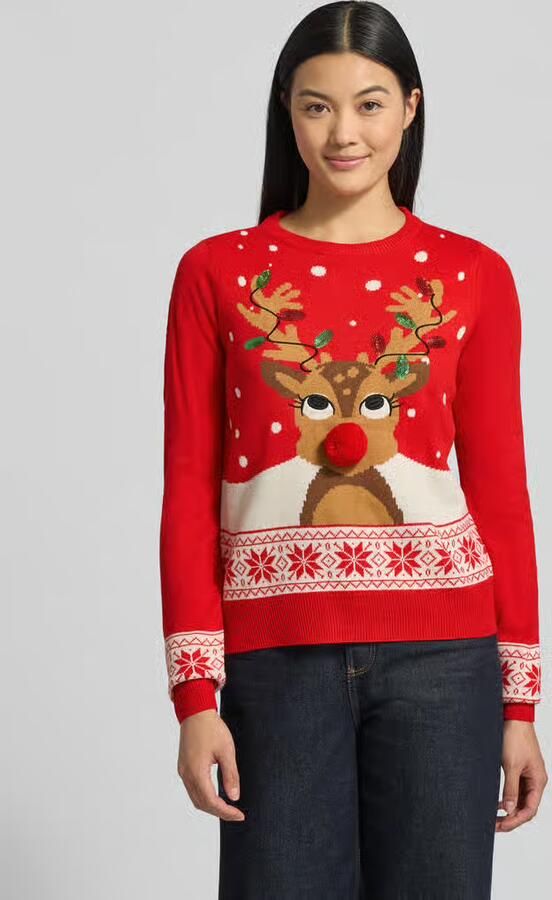 Vero Moda Regular fit kersttrui met pompon model 'FROSTYDEER' - Foto 2