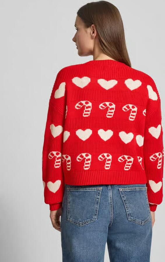 Vero Moda Regular fit kersttrui met ronde hals model 'CANDYHEARTS'