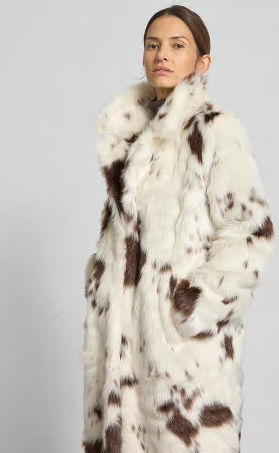 Vero Moda Regular fit lange jas van imitatiebont met all-over motief model 'CRYSTAL'