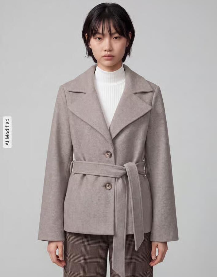 Vero Moda Regular fit lange jas van imitatiebont met strikceintuur model 'FORTUNEMAJA' - Foto 2