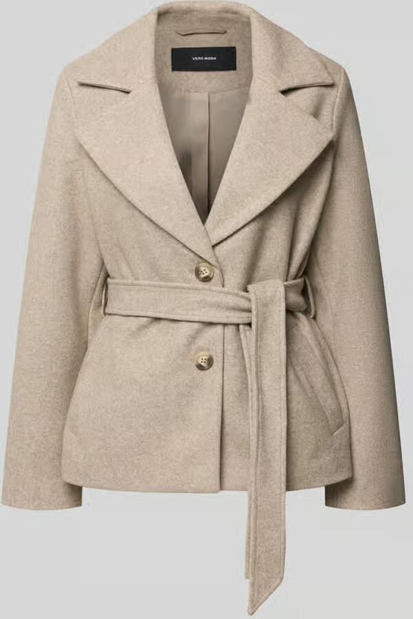 Vero Moda Regular fit lange jas van imitatiebont met strikceintuur model 'FORTUNEMAJA'