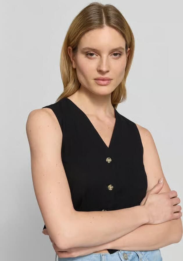 Vero Moda regular fit linnen gilet van mix van katoen en linnen model 'CAIA'