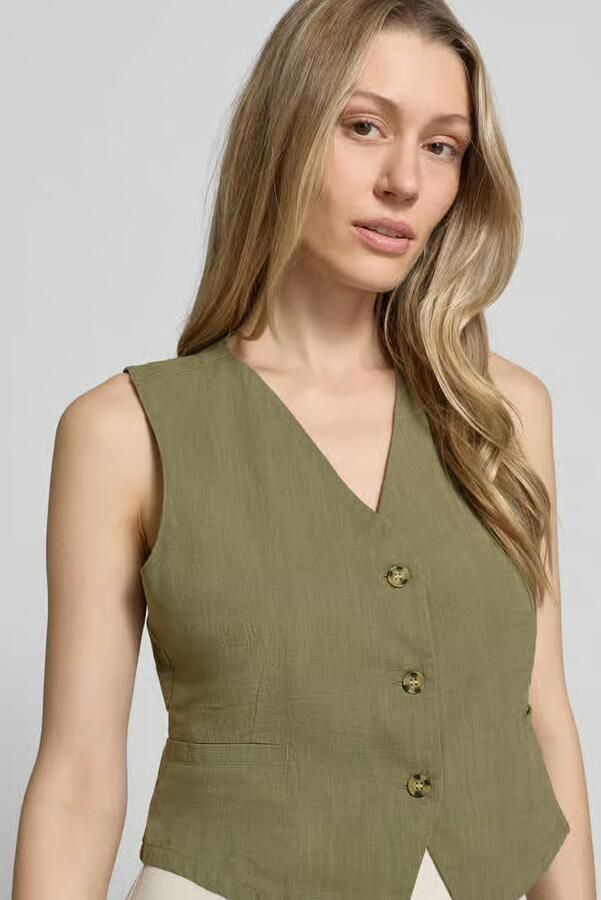 Vero Moda regular fit linnen gilet van mix van katoen en linnen model 'CAIA'