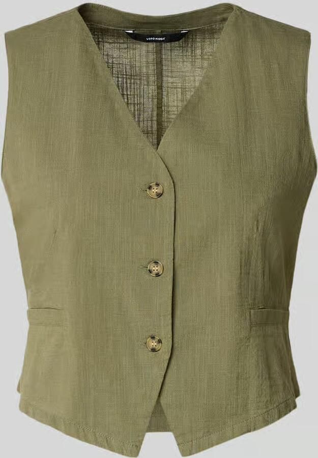 Vero Moda regular fit linnen gilet van mix van katoen en linnen model 'CAIA' - Foto 2