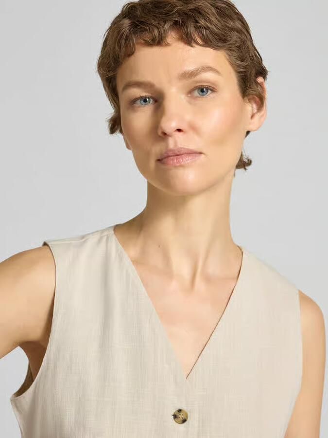 Vero Moda regular fit linnen gilet van mix van katoen en linnen model 'CAIA'