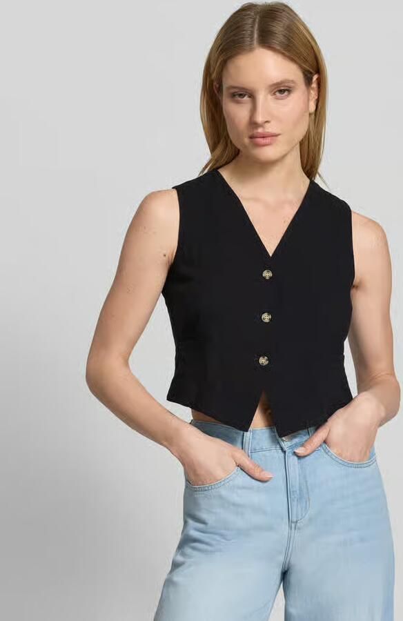 Vero Moda regular fit linnen gilet van mix van katoen en linnen model 'CAIA' - Foto 4