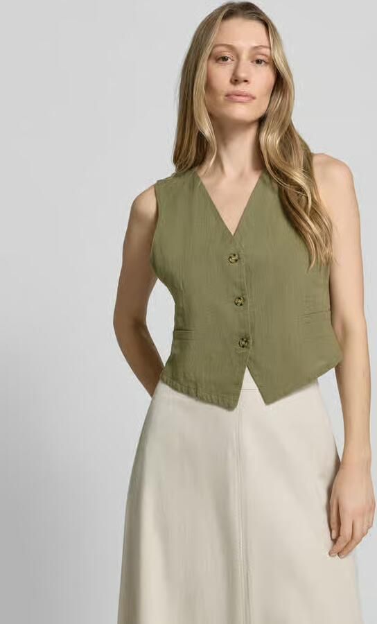 Vero Moda regular fit linnen gilet van mix van katoen en linnen model 'CAIA' - Foto 4