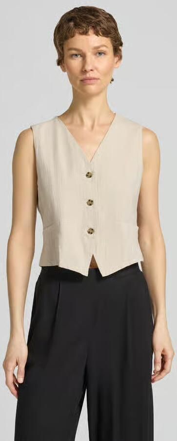 Vero Moda regular fit linnen gilet van mix van katoen en linnen model 'CAIA' - Foto 4