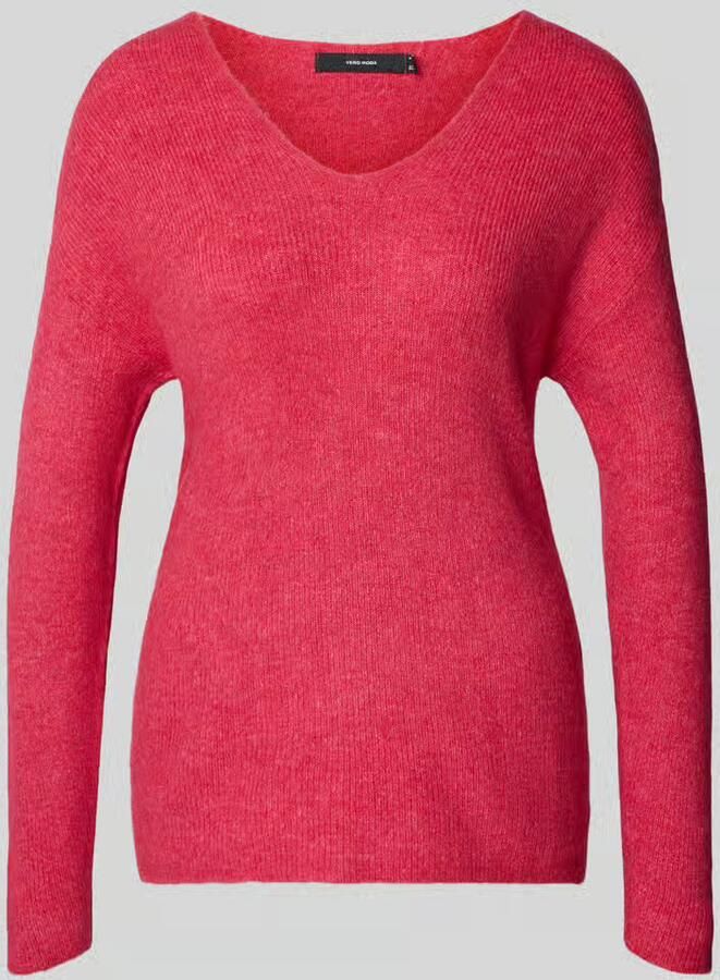 Vero Moda Regular fit pullover met V-hals model 'CREWLEFILE'