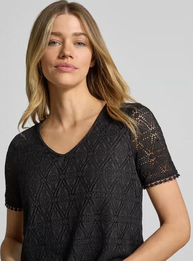 Vero Moda Regular fit T-shirt met etskanteffect model 'MAYA'