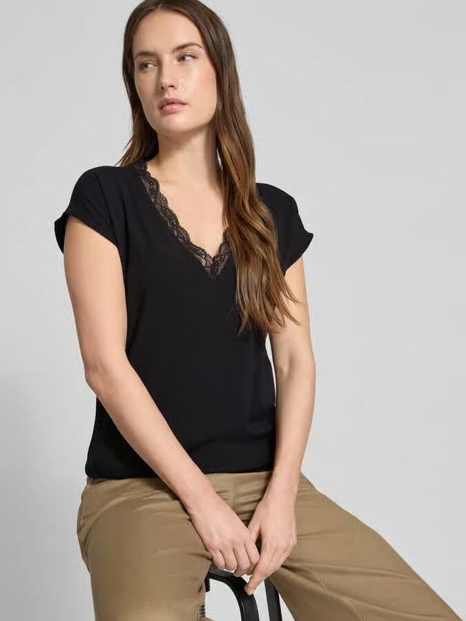 Vero Moda Regular fit T-shirt met kanten kraag model 'BELLA' - Foto 9