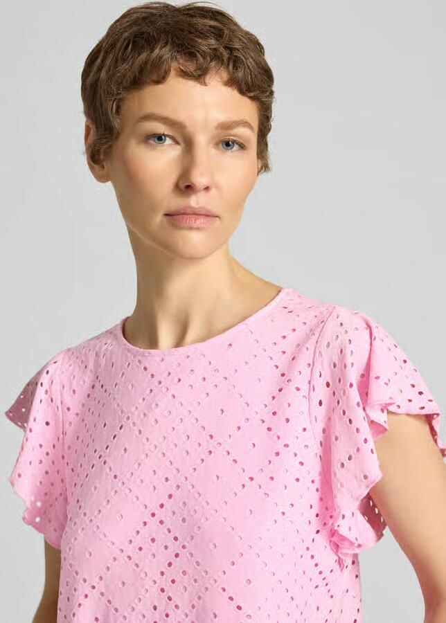 Vero Moda Regular fit T-shirt met ajourpatroon model 'TASSA'