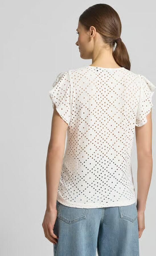 Vero Moda Regular fit T-shirt met ajourpatroon model 'TASSA' - Foto 4