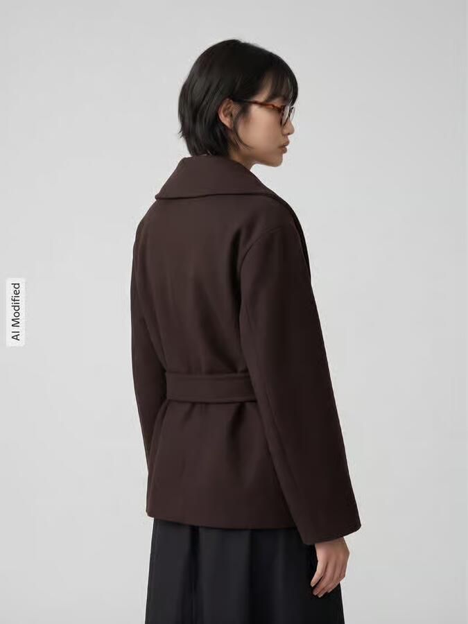 Vero Moda Regular fit teddy- webbontjas met strikceintuur model 'ANNE' - Foto 11