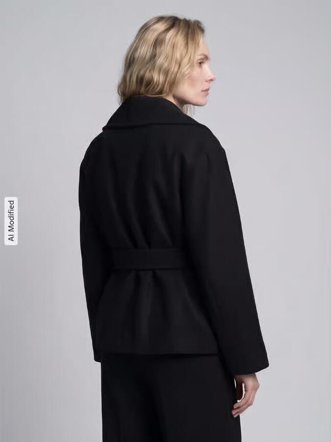 Vero Moda Regular fit teddy- webbontjas met strikceintuur model 'ANNE' - Foto 5
