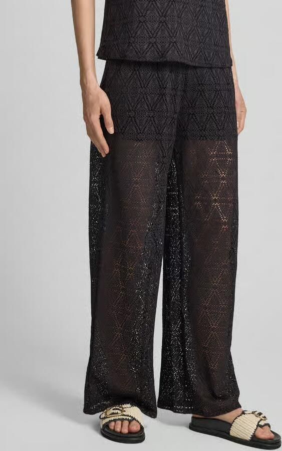 Vero Moda regular fit wijdte broek met semitransparante garnering model 'MAYA' - Foto 6