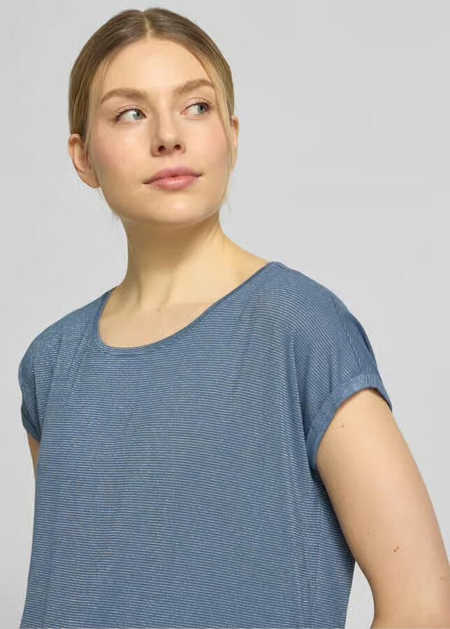 Vero Moda Shirt met ronde hals VMLAVA PLAIN SS TOP LUREX STRIPE