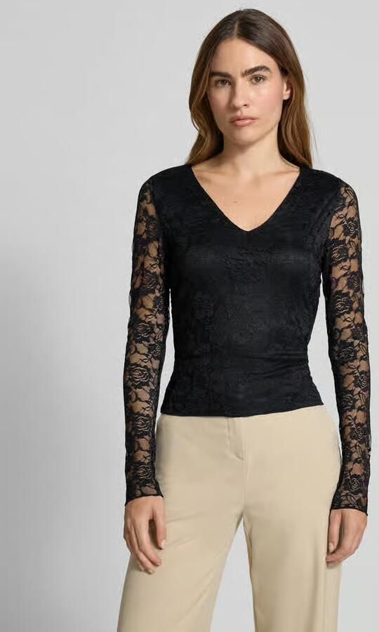Vero Moda Slim fit shirt met lange mouwen in kantlook model 'IBEN' - Foto 2