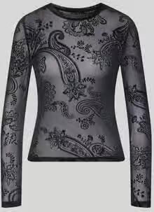 Vero Moda Slim Fit shirt met lange mouwen met ronde hals model 'LOVA'