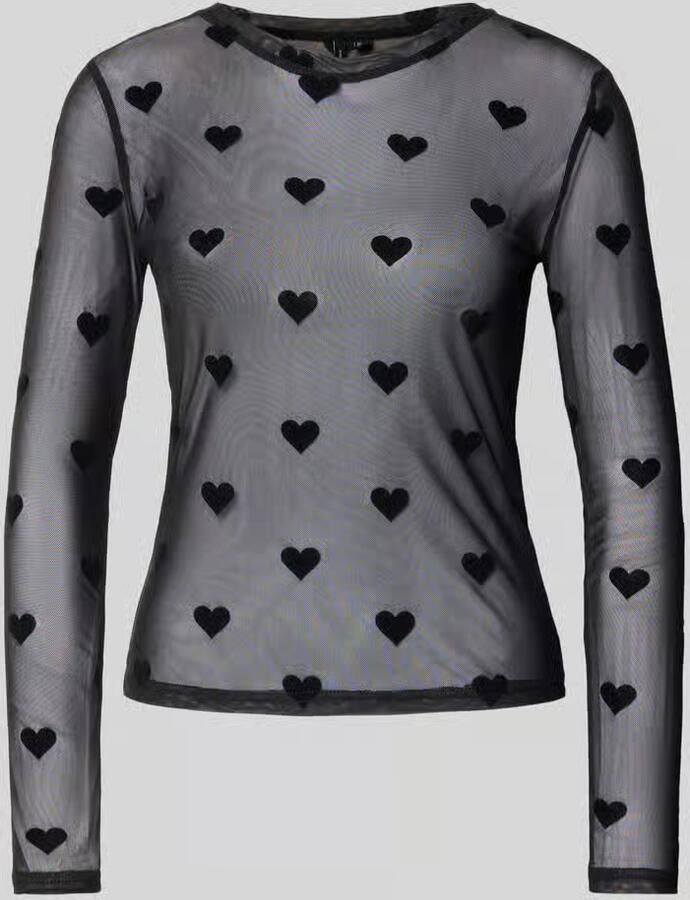 Vero Moda Slim Fit shirt met lange mouwen met ronde hals model 'LOVA'