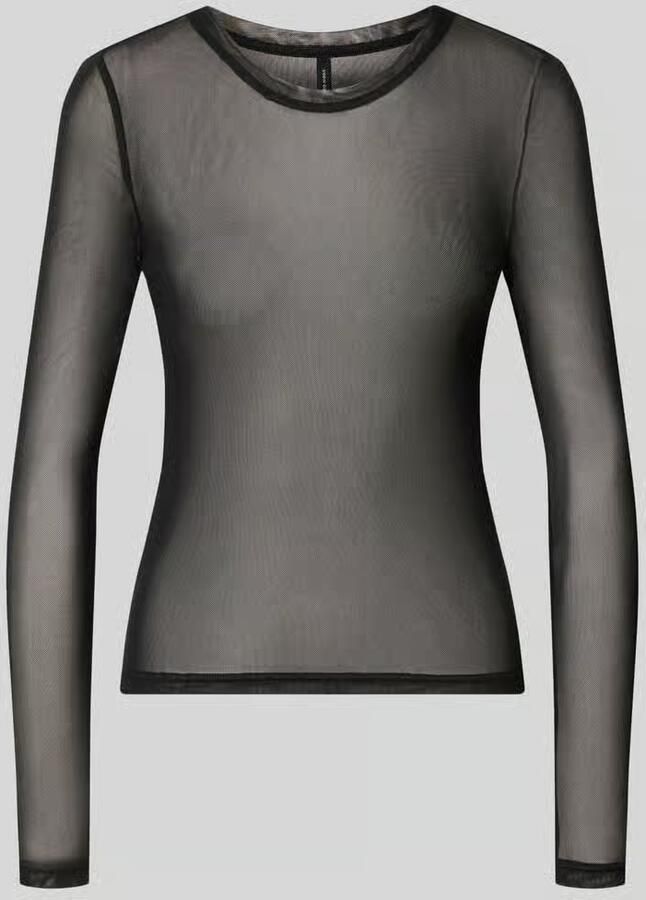 Vero Moda Slim Fit shirt met lange mouwen met ronde hals model 'LOVA'