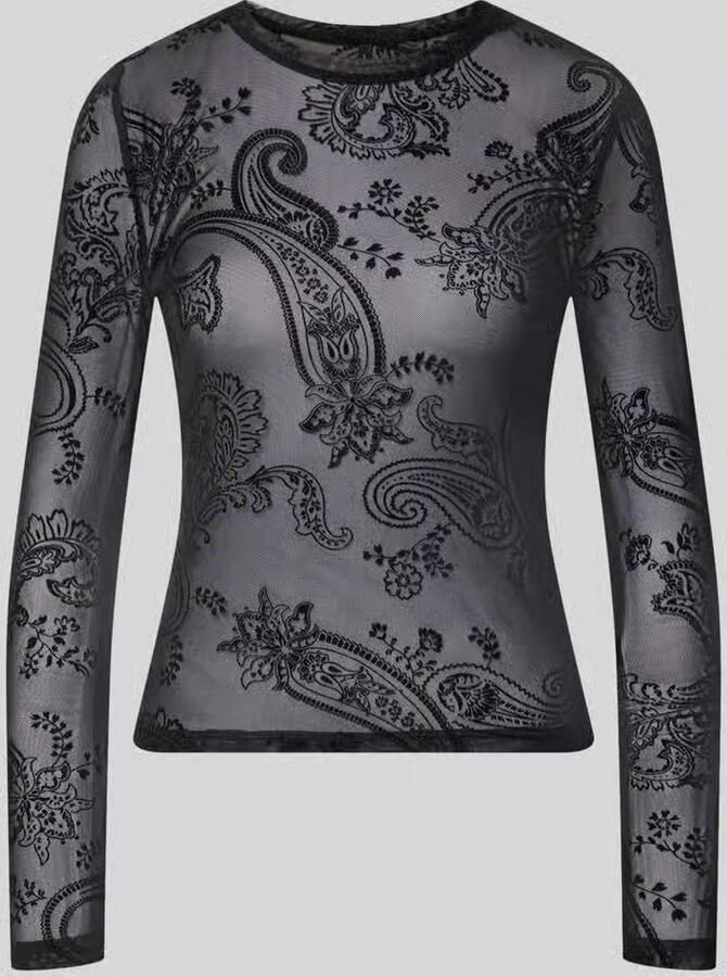 Vero Moda Slim Fit shirt met lange mouwen met ronde hals model 'LOVA'