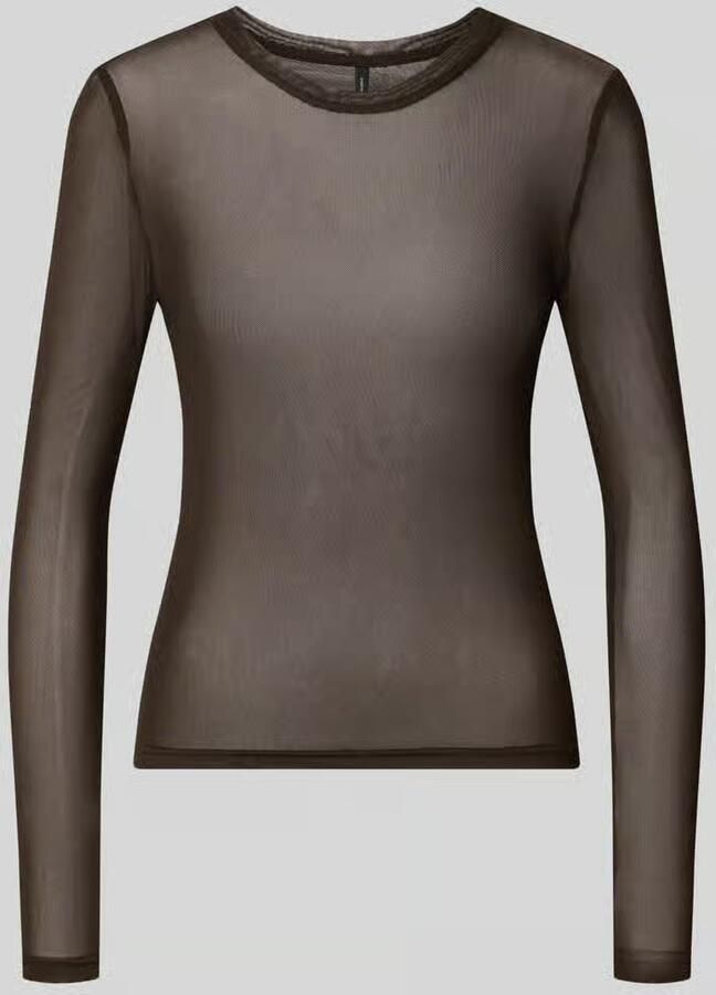 Vero Moda Slim Fit shirt met lange mouwen met ronde hals model 'LOVA'