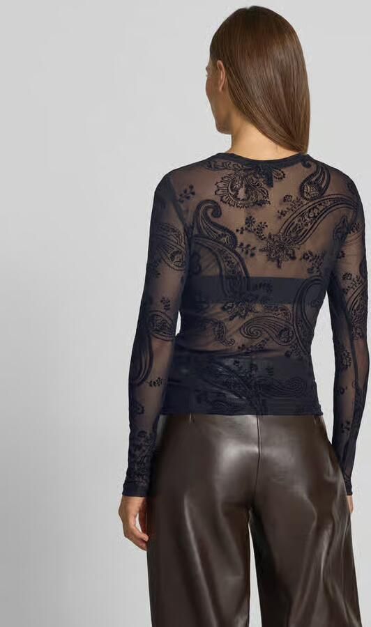 Vero Moda Slim Fit shirt met lange mouwen met ronde hals model 'LOVA' - Foto 3