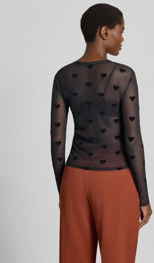 Vero Moda Slim Fit shirt met lange mouwen met ronde hals model 'LOVA' - Foto 4