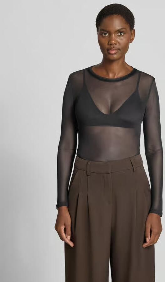 Vero Moda Slim Fit shirt met lange mouwen met ronde hals model 'LOVA' - Foto 3