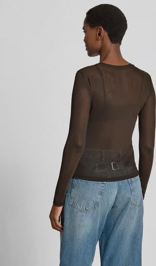 Vero Moda Slim Fit shirt met lange mouwen met ronde hals model 'LOVA' - Foto 4