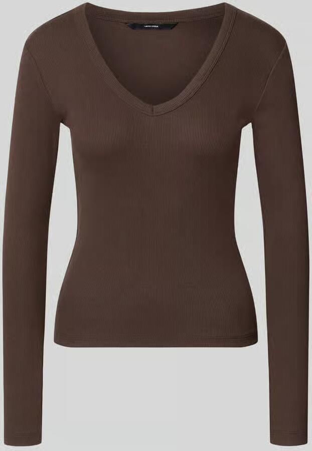 Vero Moda Slim fit shirt met lange mouwen van katoenmix model 'CHLOE'