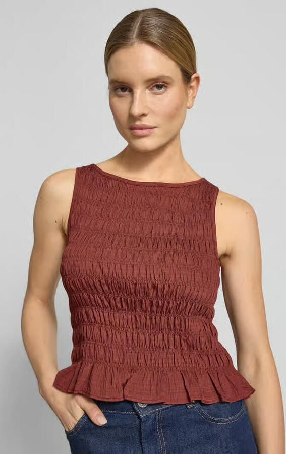Vero Moda slim fit T-shirt van viscosemix model 'NORI SMOCK'