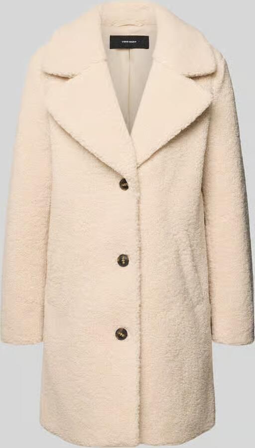 Vero Moda Regular fit lange jas van teddybont met platte kraag model 'KYLIE'