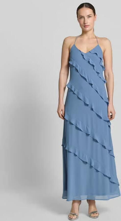 Vero Moda Vloeiende maxi-jurk met chiffon-ruches model 'MARJORIE' - Foto 3