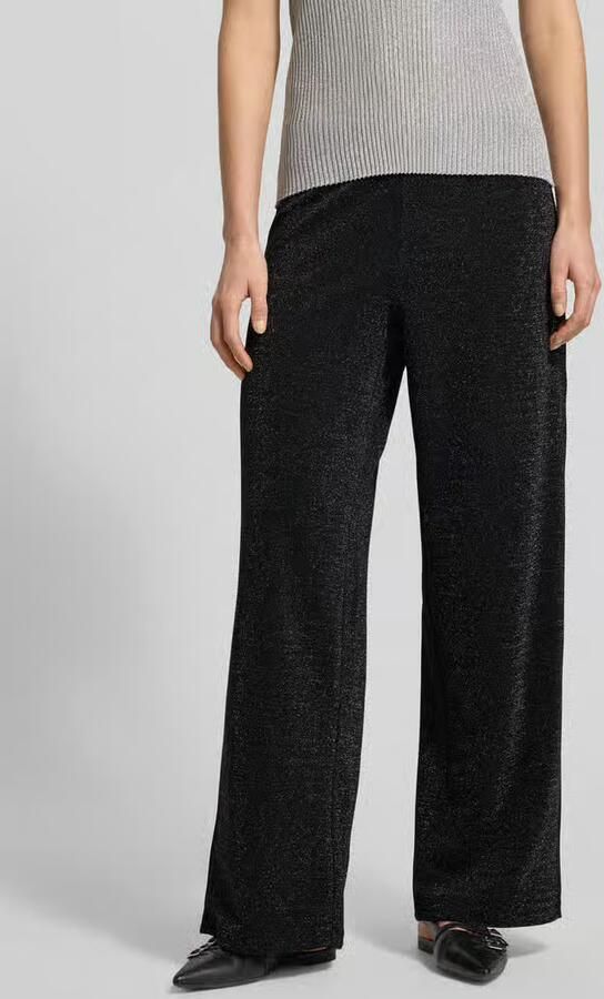 VERO MODA wide leg high waist casual broek zwart met glitter - Foto 13