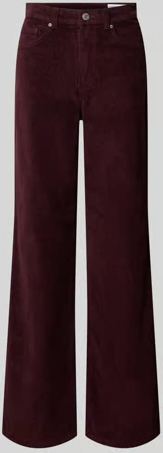 VERO MODA corduroy wide leg high waist casual broek donkerrood - Foto 4