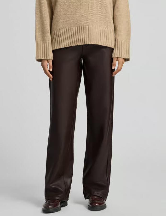 Vero Moda wide leg wijdte broek in leerlook model 'TESSA' - Foto 2