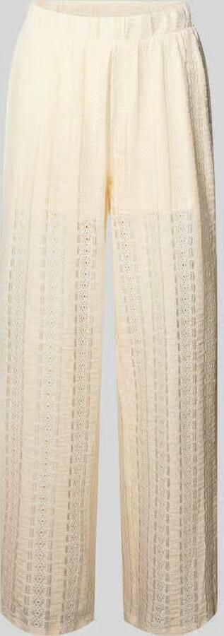 VERO MODA wide leg regular waist casual broek broderie ecru - Foto 4