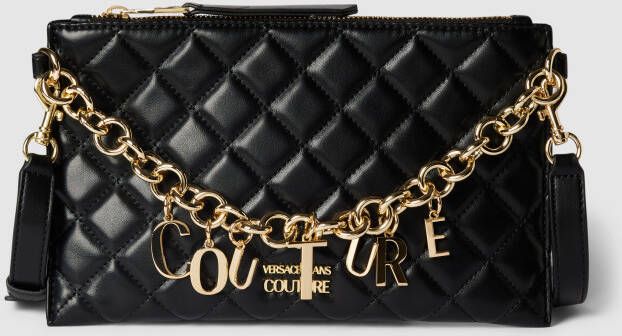Versace Jeans Couture Gewatteerde schoudertas met kettingbedel Black Dames