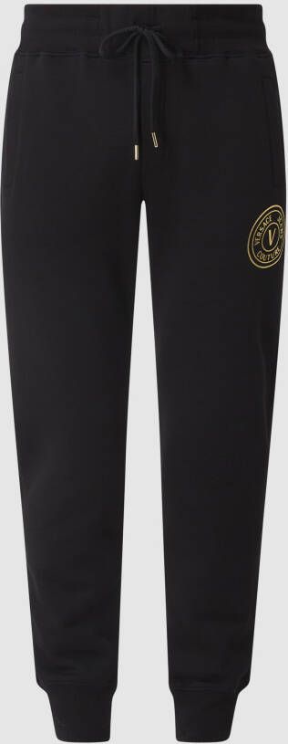 Versace Jeans Couture Pantalone con tasche laterali e logo laminato uomo 73Gaat06-Cf00T Nero Oro Zwart Heren