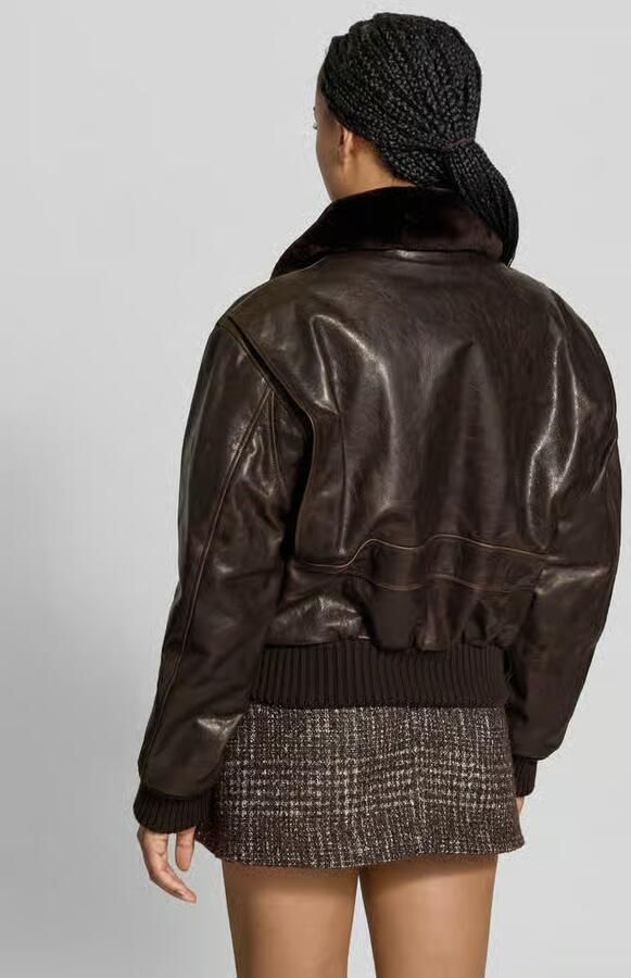 Victoria Beckham Leren jacks met platte kraag - Foto 3