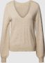Vila Gebreide pullover van viscosemix met V-hals model 'RIL' - Thumbnail 2