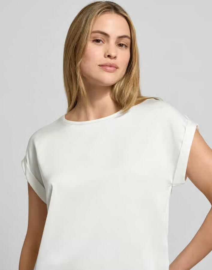 Vila Korte Mouwen Satijnen T-shirt voor Vrouwen White Dames - Foto 4